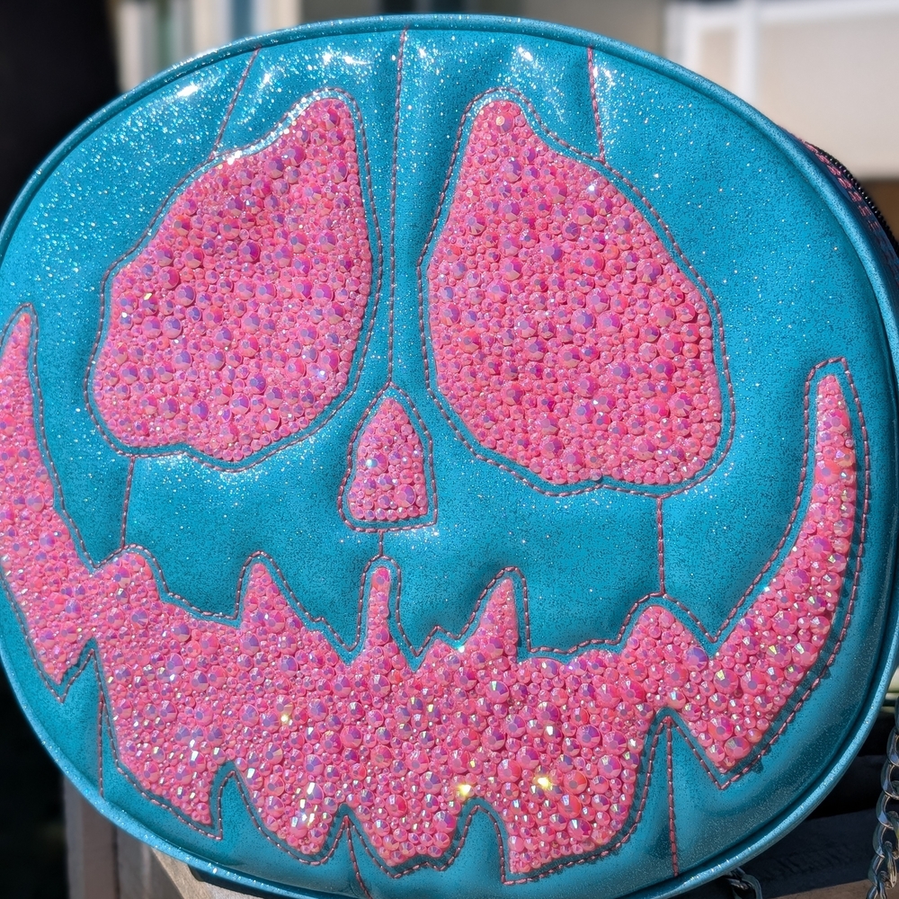 Teal and Pink Skull Face Bag